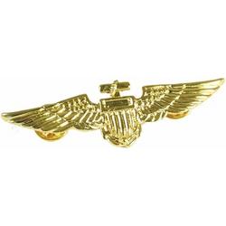 Piloten/Vliegeniers verkleed broche goud 7 cm - Piloot verkleedkleding accessoires
