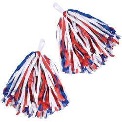 Setje van 4x stuks Cheerballs/pompoms in het rood/wit/blauw - Cheerleaders verkleed accessoires