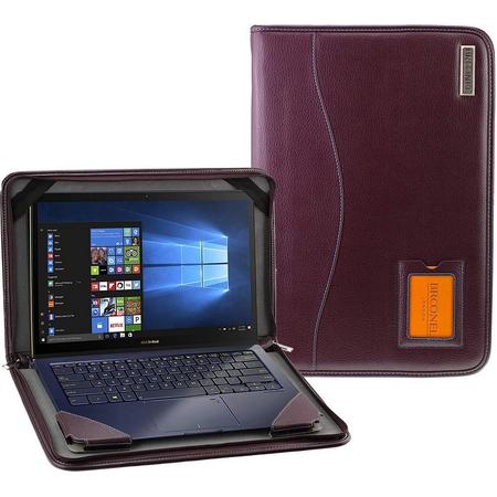 Broonel - Contour Series - Paars zware lederen beschermhoes compatibel met de ASUS VivoBook FLIP TP401MA-EC066TS Notebook PC 14 
