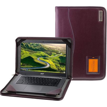 Broonel - Contour Series - Paars zware lederen beschermhoes compatibel met de Acer Chromebook 514 CB514-1HT 14 Inch