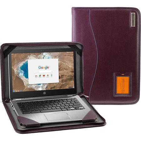 Broonel - Contour Series - Paars zware lederen beschermhoes compatibel met de HP 14-dk0018na Full-HD  14 Inch Laptop