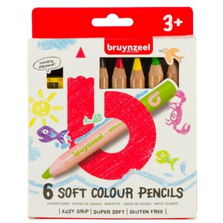 Bruynzeel Kids 6 extra zachte kleurpotloden met slijper
