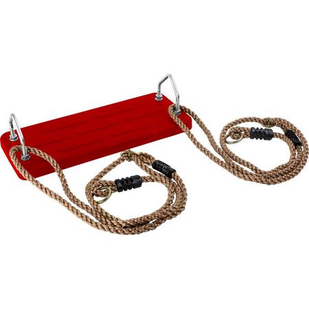 Rood Rubber Schommelzitje met touwen (aluminium inlegplaat)