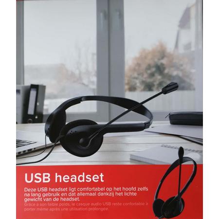 Koptelefoon met Microfoon - PC 8 USB PC Headset Ideaal voor kantoor en Videobellen - Teams / Zoom / Skype (Video call)