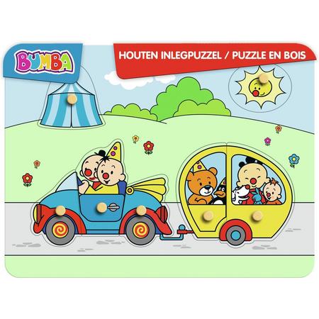 Bumba - Houten puzzel met nopjes - auto vakantie - 7 stukken