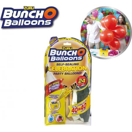 Bunch O Balloons Kit – 24 zelfsluitende ballonnen zwart-goud-wit - feestversiering, ballonnentros