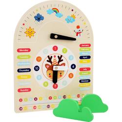 Buxibo - Kleurrijke Houten Kalenderklok - Speelgoedklok - Leerklok - Oefenklok - Educatief - Leerhulpmiddel - Multicolor