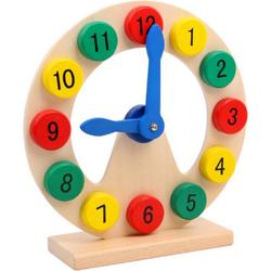 Buxibo Houten Oefenklok - Leren Klokkijken - Tijd Leren - Speelgoed Klok
