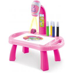 Buxibo Tekentafel Kinderen – Tekenbord met Projector – Kinderspeelgoed - 8 Kleuren Stiften - Tekentafel - Leren Tekenen - Roze