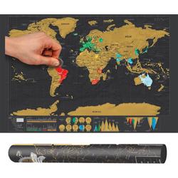 By Qubix Scratch map deluxe / kras wereldkaart XL - Zwart