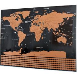 By Qubix Scratch map deluxe / kras wereldkaart XL met vlaggen - zwart/geel