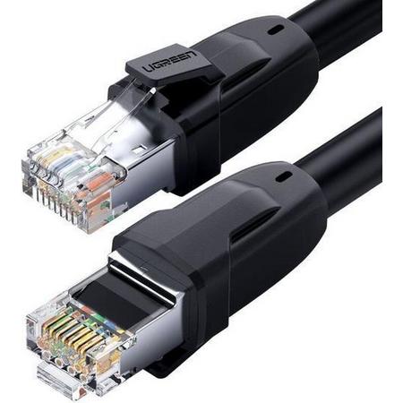 Internet kabel van By Qubix - 1,5m UGREEN serie - CAT8 Rond Ethernet LAN netwerk kabel (25Gbps) - Zwart