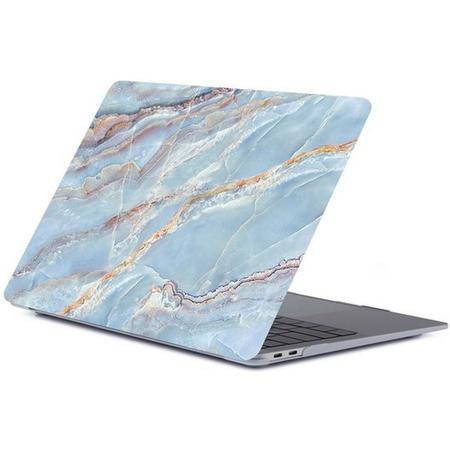 MacBook Air 13 inch case 2018 - Marble blauw (A1932, touch id versie)