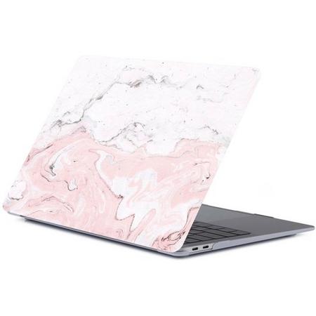 MacBook case van By Qubix - Geschikt voor MacBook Air 13 inch case 2018 - Kleur: Marble babyroze (A1932, touch id versie)