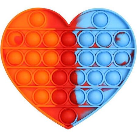 Pop it van By Qubix - Pop it fidget toy - Hartje - Multicolor Oranje, Rood, Blauw - fidget toy van hoge kwaliteit!