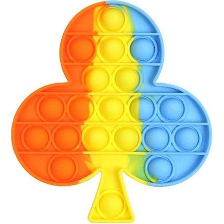 Pop it van By Qubix - Pop it fidget toy - Klaver - Multicolor Oranje, Geel, Blauw - fidget toy van hoge kwaliteit!