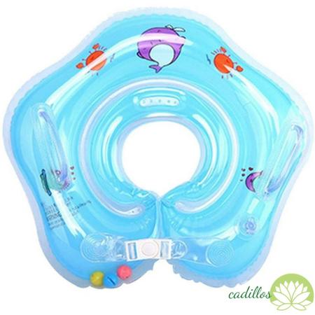 Baby zwemring Blauw - Opblaasbare nekring - Baby zwembad - Baby zwemband- Baby Float - Nekring Cadillos