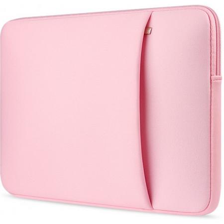 Laptop en Macbook Sleeve met extra vak voor tablet - 14 inch - Roze