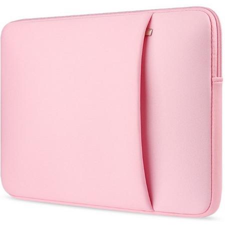 Laptop en Macbook Sleeve met extra vak voor tablet - 15.4 inch - Roze