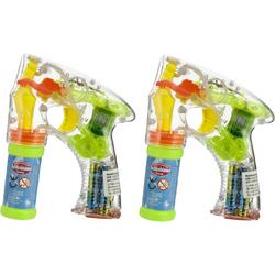 Cepewa Bellenblaas speelgoed pistool - 4x - met LED licht - 17 cm - plastic - buiten/fun/verjaardag