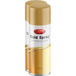 Decoratie spray/goudpray - 111 ml - goud - 2x stuks