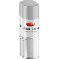 Decoratie spray/zilverspray - 111 ml - zilver - 2x stuks