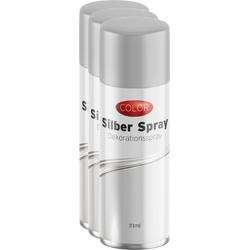 Decoratie spray/zilverspray - 111 ml - zilver - 3x stuks