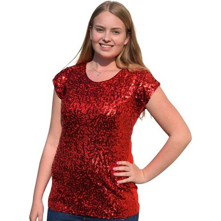 Pailletten topje, shirt L/XL rood