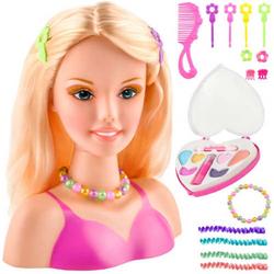 Schmink pop met Makeup - speelgoed kappop en haar accessoires - kaphoofd smink