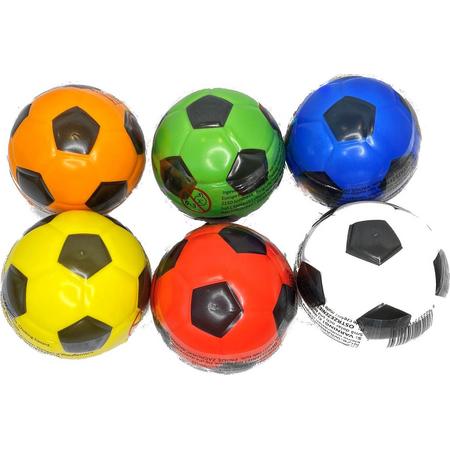 Bal 95 mm - 6 stuks zachte kleine PU voetbal voor kinderen - geel rood oranje blauw groen geel