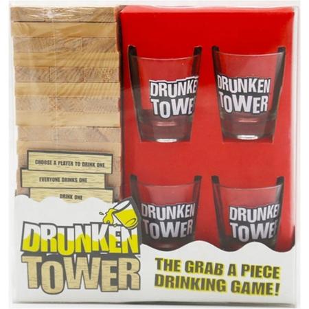 Drankspel - Drunken Tower Drankspel - Jenga Drankspel - Drankspel inclusief 4 Shot glaasjes