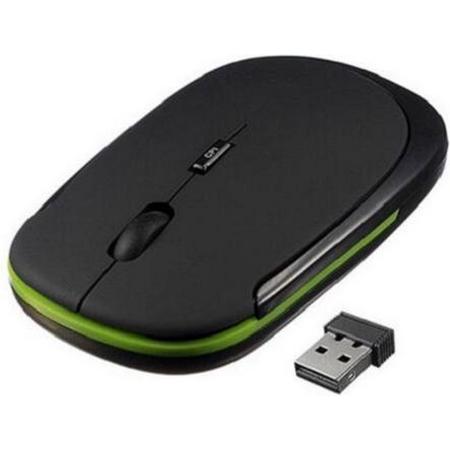 Draadloze Muis (Ultra Dun) - Met USB Aansluiting - Zwart-Groen