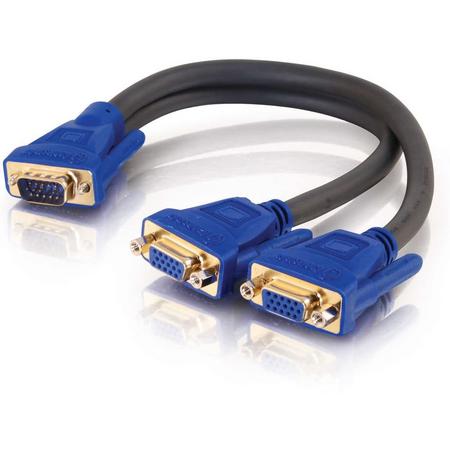 CablesToGo - VGA (D-Sub) naar VGA (D-Sub) female - 0.3 m - Zwart;Blauw