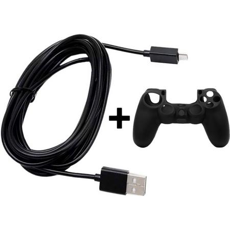 PS4 Oplaadkabel - 3 Meter - High Speed - Gratis Controller Beschermhoesje - PlayStation 4 - PS4 Controller Oplader / Kabel - PS4 Accessoires