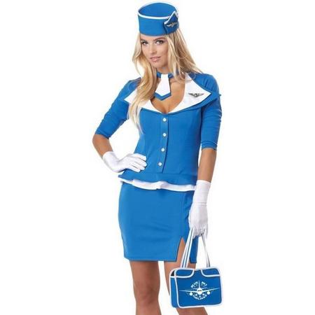 Sexy blauw stewardess kostuum voor vrouwen  - Verkleedkleding - XL