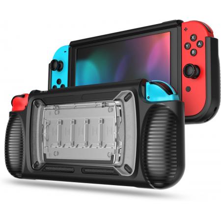 Nintendo Switch Case TPU Beschermhoes Cover Hard Case Protector met Ergonomisch Handgrip – Zwart