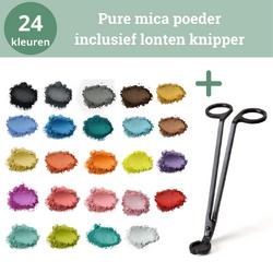 24 Kleuren Set Met Lonten Trimmer - Voor Kaarsen Maken Volwassenen - Mica Poeder - Color Dye - Knutselen - Voor Soja  En Paraffine Wax