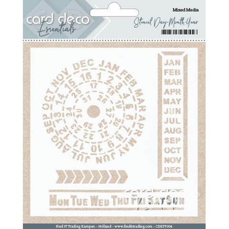 Card Deco Essentials -  Stencil Dag - Maand -Jaar