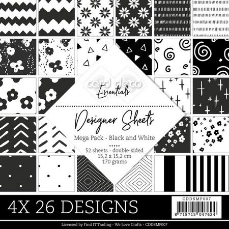 Card Deco Essentials Designer Sheets Mega Pack Black and White