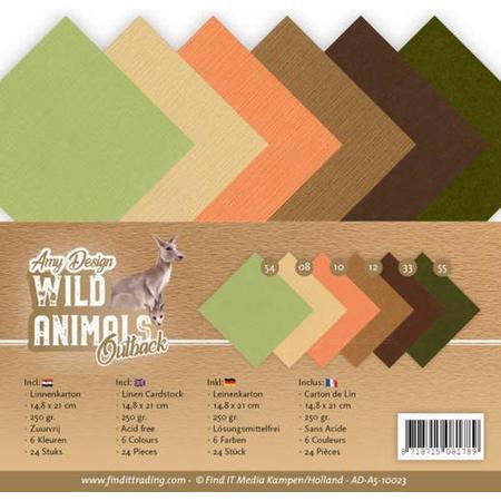Linen Cardstock Pack - A5 - Amy Design - Wild Animals Outback - 10023