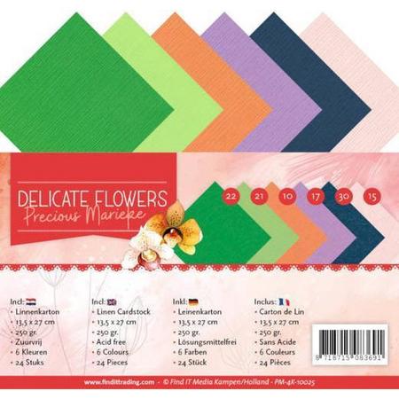 Linen Cardstockset Pack - 4K - Precious Marieke Delicate Flowers - 10025