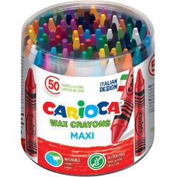 7x Carioca waskrijt Wax Maxi, plastic pot met 50 stuks in geassorteerde kleuren