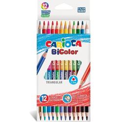 Carioca - BiColor Driehoekige Kleurpotloden - 12 Stuks = 24 Kleuren