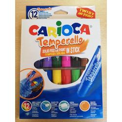 Verf / tekenstick Carioca Temporello 12 kleuren in een doos