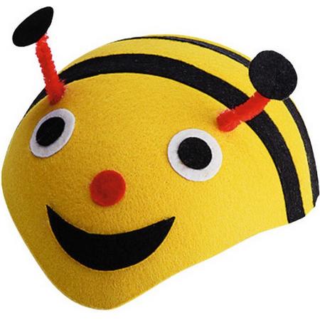 hoed bij junior vilt geel/zwart one-size