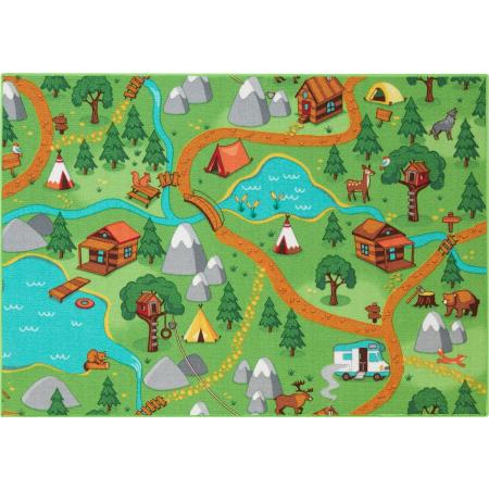 Carpet Studio Hiking Speelkleed – Speelmat 95x133cm - Vloerkleed Kinderkamer - Anti-slip Speeltapijt - Verkeerskleed - Groen
