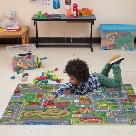 Carpet Studio Speelkleed 95x133cm – Playcity Speelmat - Antislip Verkeerskleed - Grijs