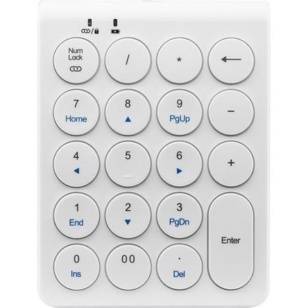 Draadloze Numpad - Draadloos Numeriek Toetsenbord - 19 toetsen - Bluetooth - Wit
