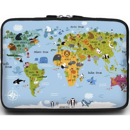 Macbook en Laptop sleeve - 13.3 inch - Animal World Map