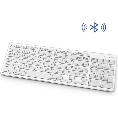Oplaadbaar Bluetooth Keyboard met numpad - QWERTY - Draadloos Toetsenbord voor IOS, Android en Windows - Wit